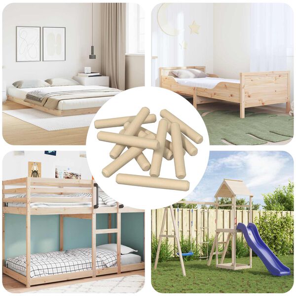 vidaXL Dřevěn&eacute; kol&iacute;ky 12 pcs Hněd&aacute; &Oslash;8 x 50 mm masivn&iacute; dřevo