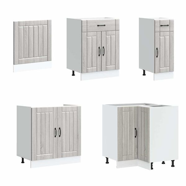 vidaXL 11d&iacute;ln&aacute; sada kuchyňsk&yacute;ch skř&iacute;něk "Lucca" &scaron;ed&yacute; sonoma kompozit