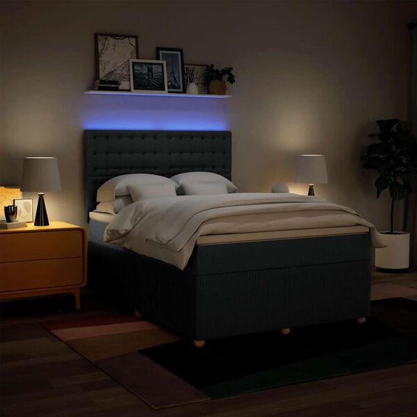 vidaXL Box spring postel s matrac&iacute; modr&aacute; 140x200 cm textil