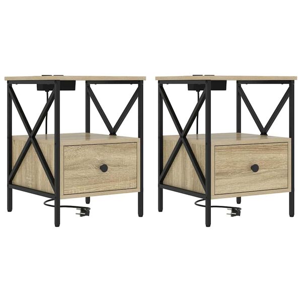 vidaXL Nočn&iacute; skř&iacute;ňka se z&aacute;suvkou 2 pcs Sonoma dub 41,5 x 40,5 x 55 cm
