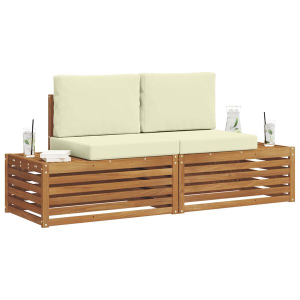 vidaXL Venkovn&iacute; pohovkov&aacute; souprava 2 Kus Přirozen&aacute; a Kr&eacute;mov&aacute;