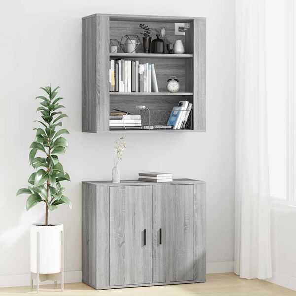 vidaXL Skř&iacute;ň highboard &scaron;ed&aacute; sonoma kompozitn&iacute; dřevo