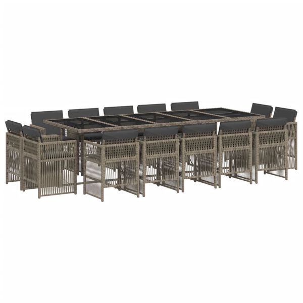 vidaXL 15d&iacute;ln&yacute; zahradn&iacute; j&iacute;deln&iacute; set s podu&scaron;kami &scaron;ed&yacute; polyratan