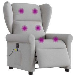 vidaXL Elektrick&eacute; mas&aacute;žn&iacute; polohovac&iacute; křeslo obl&aacute;čkově &scaron;ed&eacute; textil