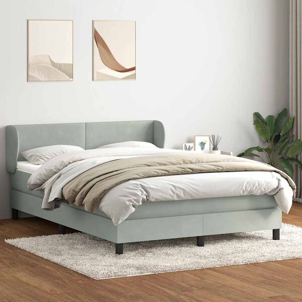 vidaXL Box spring postel s matrac&iacute; světle &scaron;ed&aacute; 140x220 cm samet