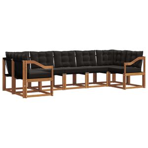 vidaXL Venkovn&iacute; pohovkov&aacute; souprava s pol&scaron;t&aacute;řem 7 pcs Přirozen&aacute; a čern&aacute;