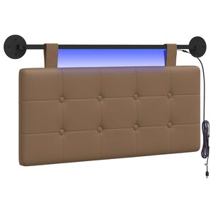vidaXL Z&aacute;věsn&eacute; čelo postele S LED osvětlen&iacute;m Cappuccino Uměl&aacute; kůže