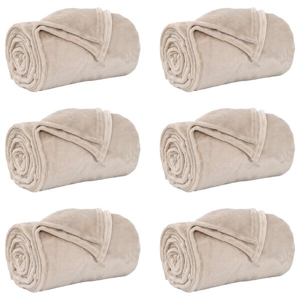 vidaXL Dekoračn&iacute; deky 6 pcs B&eacute;žov&aacute; 240 x 270 cm Fleece