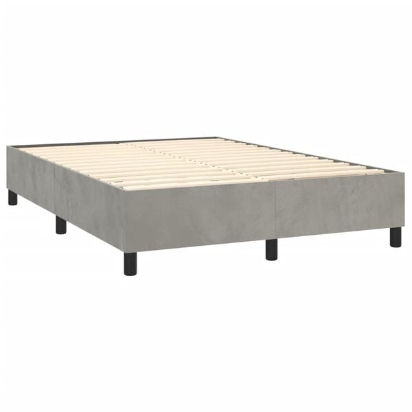 vidaXL Box spring postel s matrac&iacute; světle &scaron;ed&aacute; 140x190 cm samet