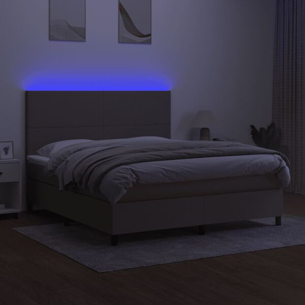 vidaXL Box spring postel s matrac&iacute; a LED taupe 180x200 cm textil