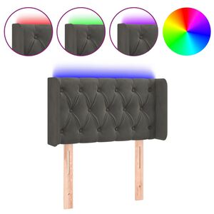 vidaXL Čelo postele s LED tmavě &scaron;ed&eacute; 83 x 16 x 78/88 cm samet