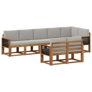 vidaXL Venkovn&iacute; pohovkov&aacute; souprava 8 pcs Př&iacute;rodn&iacute; a světle &scaron;ed&aacute;