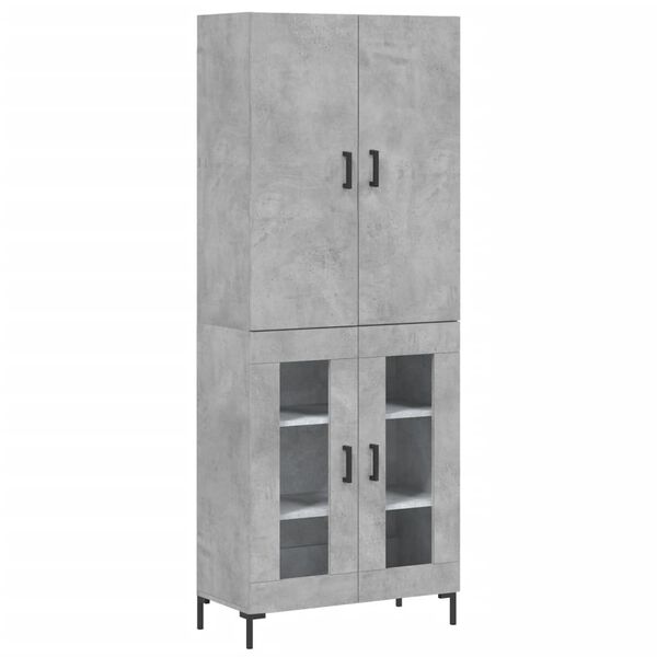vidaXL Skř&iacute;ň highboard betonově &scaron;ed&aacute; 69,5x34x180 cm kompozitn&iacute; dřevo