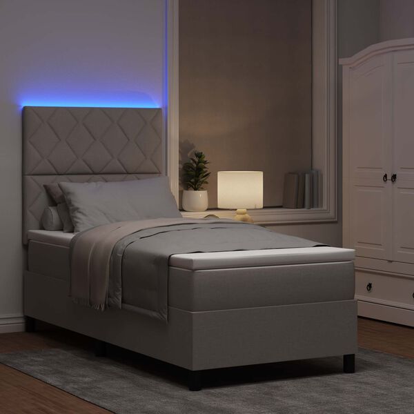 vidaXL Postel s boxspringem s matrac&iacute; s LED Taupe 90 x 190 cm textil