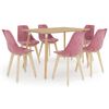 vidaXL 7dílný jídelní set růžový