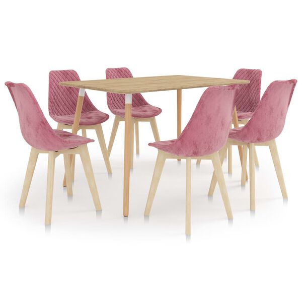 vidaXL 7dílný jídelní set růžový