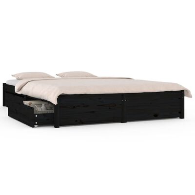 vidaXL Rám postele se zásuvkami černý 120 x 190 cm Small Double