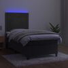vidaXL Box spring postel s matrac&iacute; a LED tmavě &scaron;ed&aacute; 100x200 cm samet