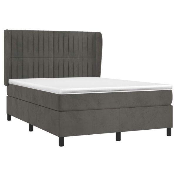 vidaXL Box spring postel s matrac&iacute; tmavě &scaron;ed&yacute; 140 x 190 cm samet