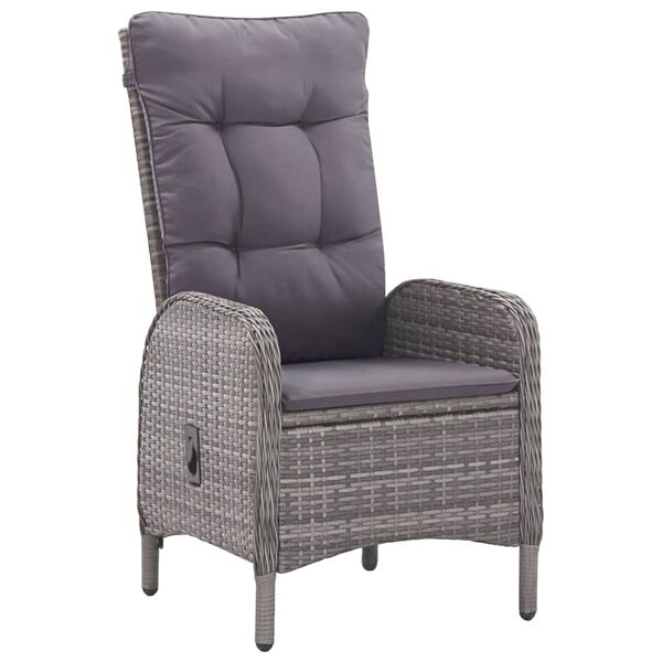 vidaXL 3dílný zahradní jídelní set polyratan a sklo šedý