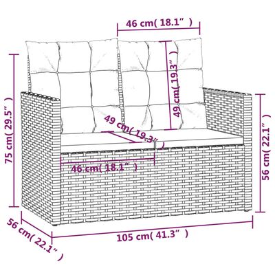 vidaXL Zahradní lavice s poduškami šedá 105 cm polyratan