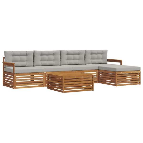 vidaXL Venkovn&iacute; pohovkov&aacute; souprava 6 pcs Př&iacute;rodn&iacute; a světle &scaron;ed&aacute;