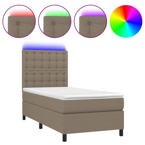 vidaXL Box spring postel s matrac&iacute; a LED taupe 80 x 200 cm textil