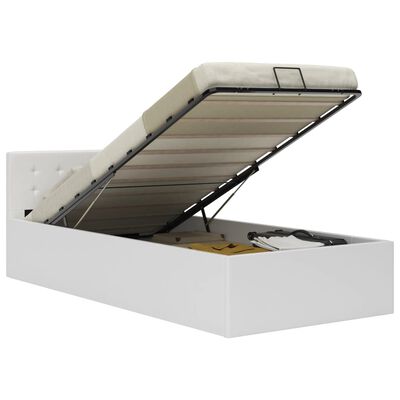 vidaXL Rám postele zvedací úložný prostor bílý umělá kůže 100 x 200 cm