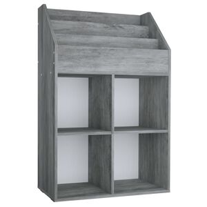 vidaXL Dětsk&yacute; reg&aacute;l na časopisy betonově &scaron;ed&yacute; 71x30x114 cm kompozit