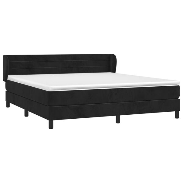 vidaXL Box spring postel s matrac&iacute; čern&aacute; 160x200 cm samet