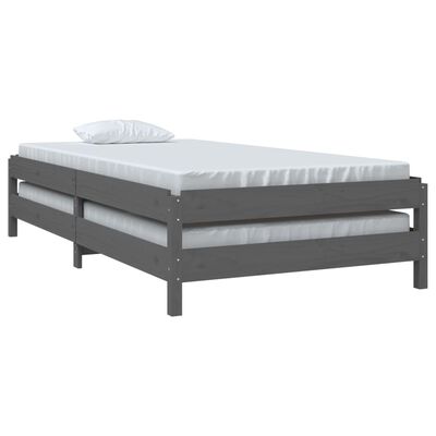 vidaXL Stohovatelná postel šedá 100 x 200 cm masivní borovice