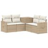 vidaXL Set pohovek 5 ks Beige a kr&eacute;mov&aacute; b&iacute;l&aacute; Poly ratan a ocel