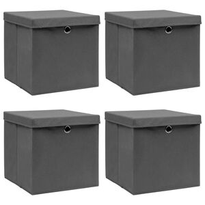 vidaXL &Uacute;ložn&eacute; boxy s v&iacute;ky 4 ks &scaron;ed&eacute; 32 x 32 x 32 cm textil