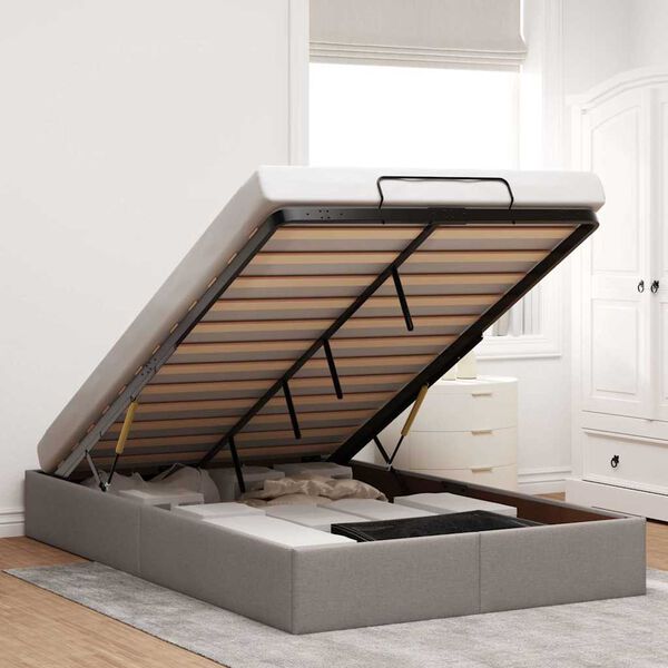 vidaXL Osmansk&yacute; r&aacute;m postele bez matrac&iacute; taupe 120x190 cm textil