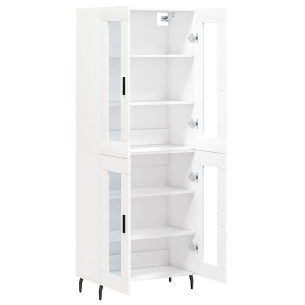 vidaXL Skř&iacute;ň highboard b&iacute;l&aacute; 69,5 x 34 x 180 cm kompozitn&iacute; dřevo