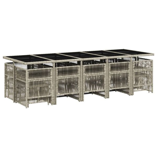 vidaXL 15d&iacute;ln&yacute; zahradn&iacute; j&iacute;deln&iacute; set s podu&scaron;kami světle &scaron;ed&yacute; polyratan