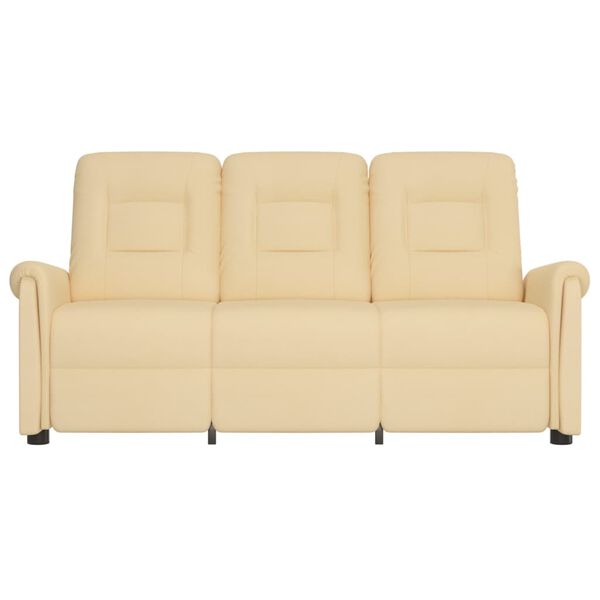 vidaXL 3místné masážní polohovací křeslo krémové látka z mikrovlákna