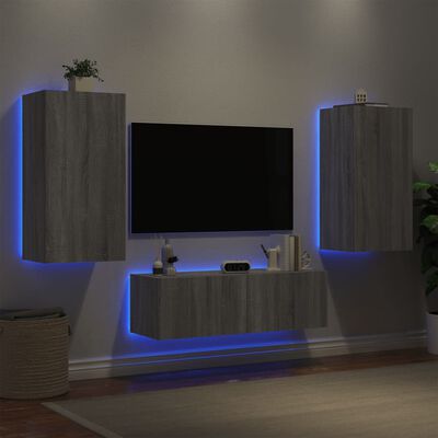 vidaXL 3dílná obývací stěna s LED osvětlením šedá sonoma