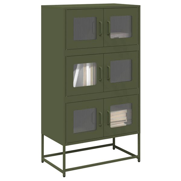 vidaXL Skř&iacute;ň highboard olivově zelen&aacute; 68x39x123 cm ocel