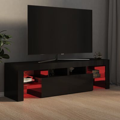 vidaXL TV skříňka s LED osvětlením černá vysoký lesk 140x36,5x40 cm