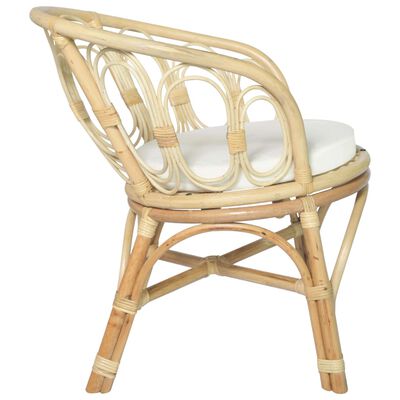 vidaXL Jídelní židle s poduškou přírodní ratan a lněné plátno