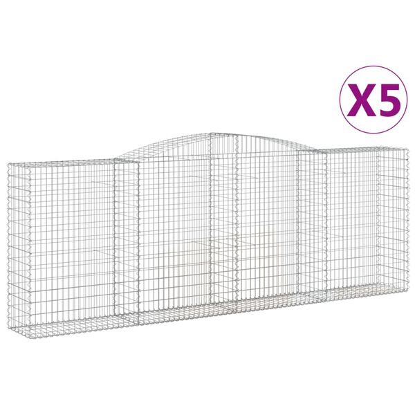 vidaXL Klenut&eacute; gabionov&eacute; ko&scaron;e 5 ks 400x50x140/160cm pozinkovan&eacute; železo