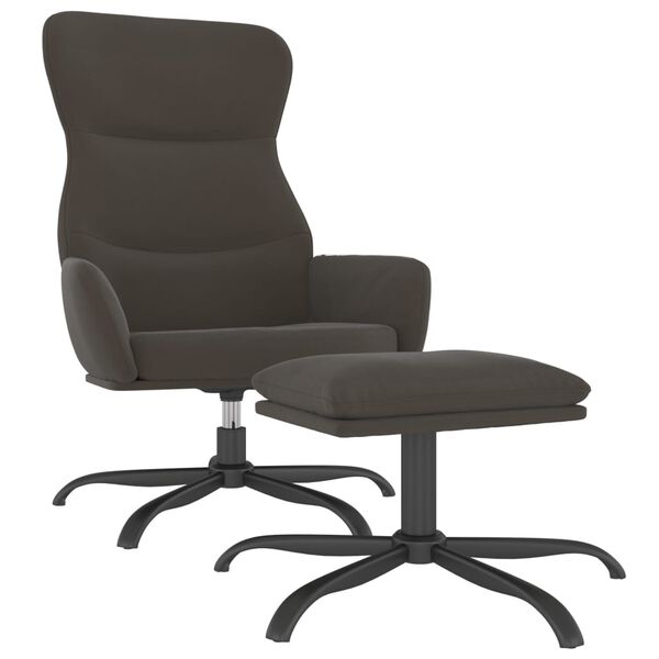 vidaXL Relaxačn&iacute; křeslo se stoličkou tmavě &scaron;ed&eacute; mikrovl&aacute;kno