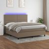vidaXL Box spring postel s matrací a LED taupe 180x200 cm textil