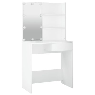 vidaXL Toaletní stolek sada s LED bílý kompozitní dřevo