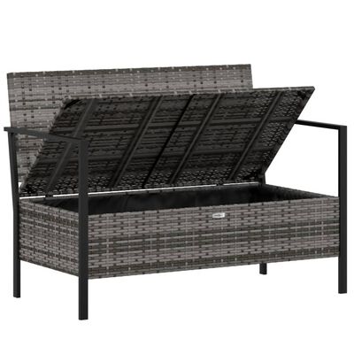 vidaXL 2místná zahradní lavice s poduškami šedá polyratan