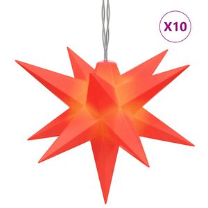 vidaXL Sv&iacute;t&iacute;c&iacute; v&aacute;nočn&iacute; hvězdy s LED 10 ks červen&eacute; 10 cm