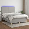 vidaXL Box spring postel s matrac&iacute; a LED světle &scaron;ed&aacute; 140x190 cm textil