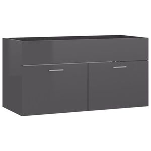 vidaXL Skř&iacute;ňka pod umyvadlo &scaron;ed&aacute; vysok&yacute; lesk 90x38,5x46 cm