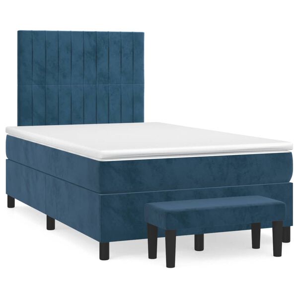 vidaXL Box spring postel s matrac&iacute; tmavě modr&aacute; 120x190 cm samet